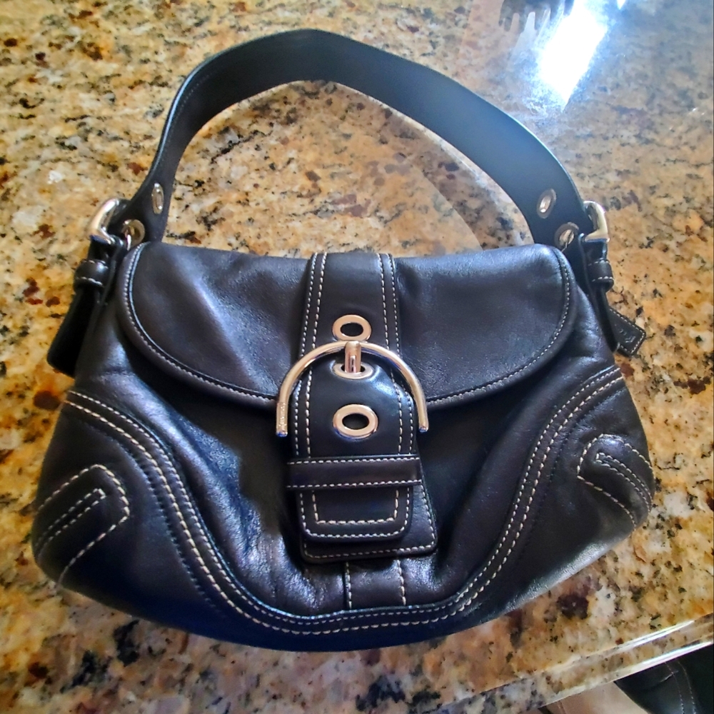 Coach Buckle Black Leather Purse